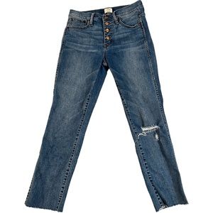 J. Crew Vintage Straight Button Down Jeans w Raw Hem, Size 28